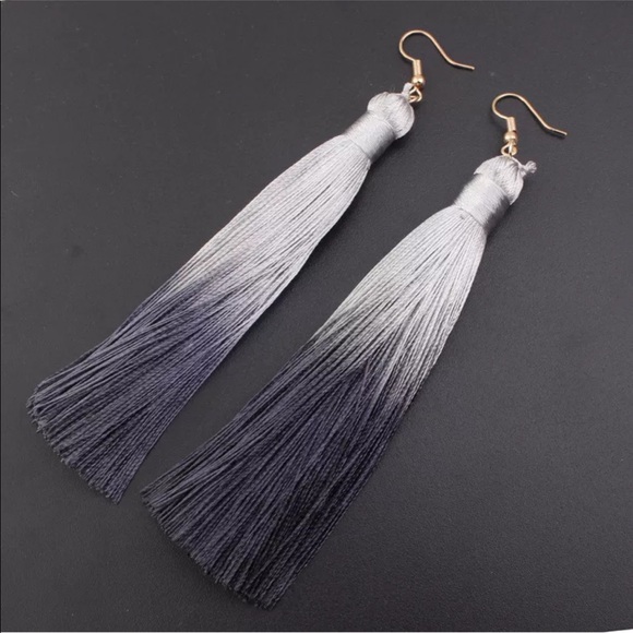 Jewelry - ombré tassel earrings grey light dark hook